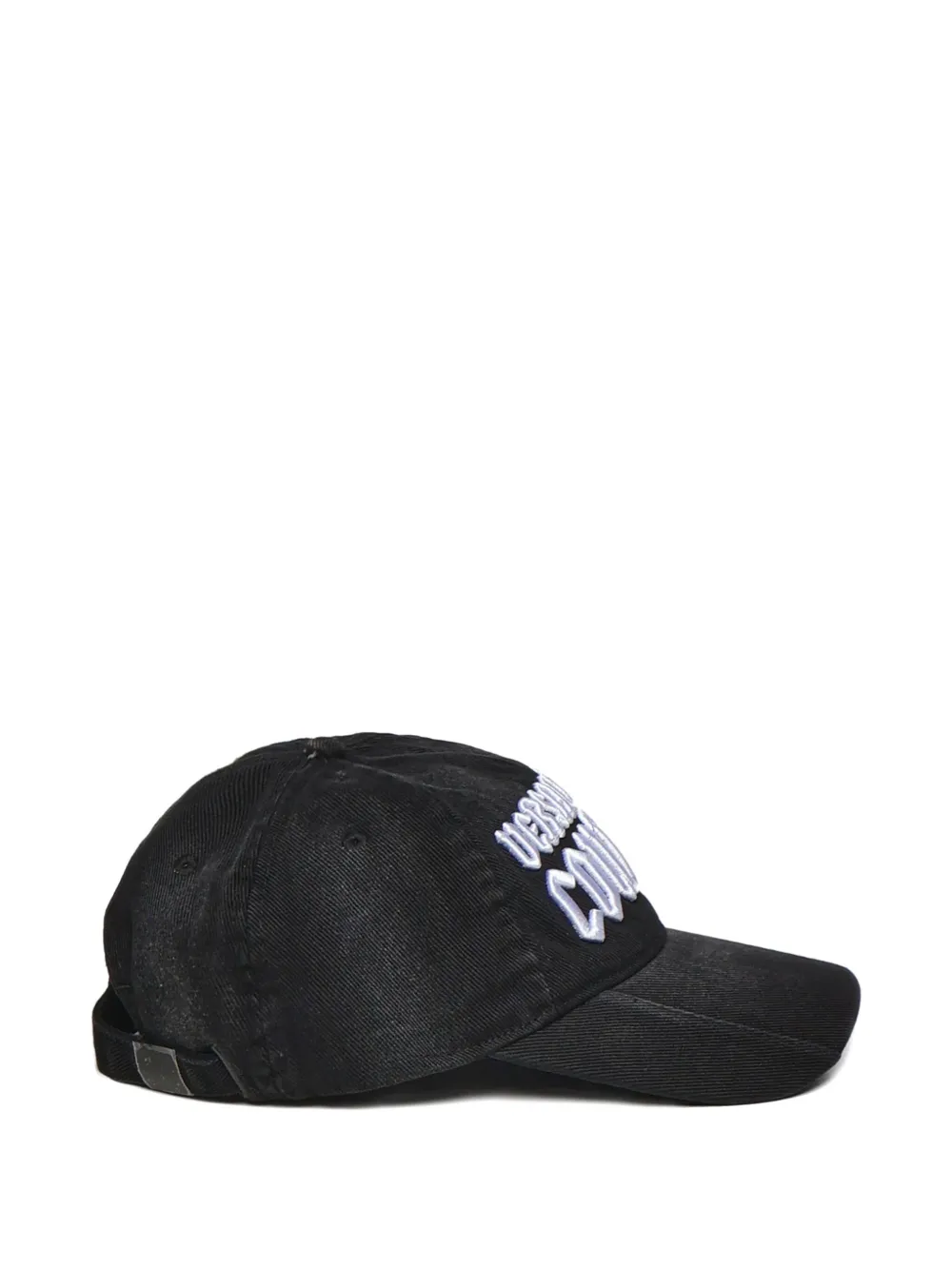 Versace Jeans Couture Zonneklep met geborduurd logo en gewelfde afwerking Zwart