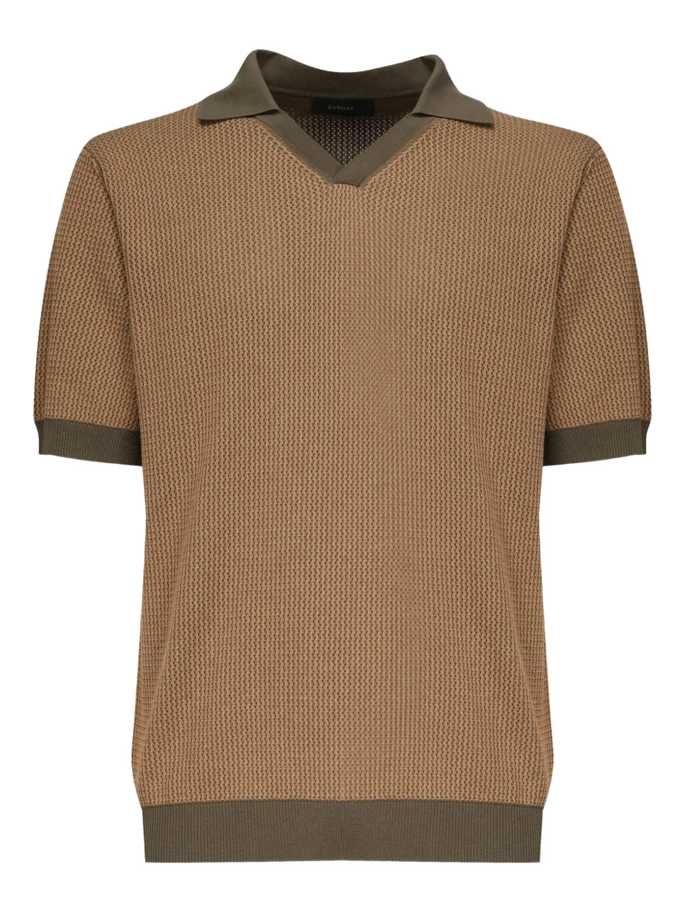 Zanone Poloshirt met wafelpatroon Beige