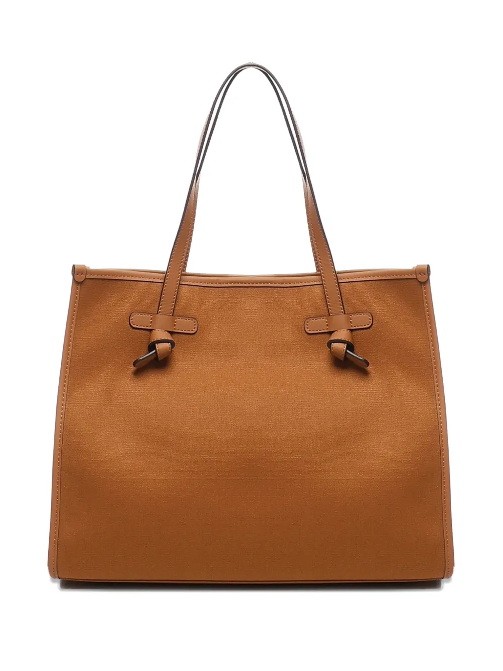GIANNI CHIARINI Marcela leather-handle canvas tote bag Bruin