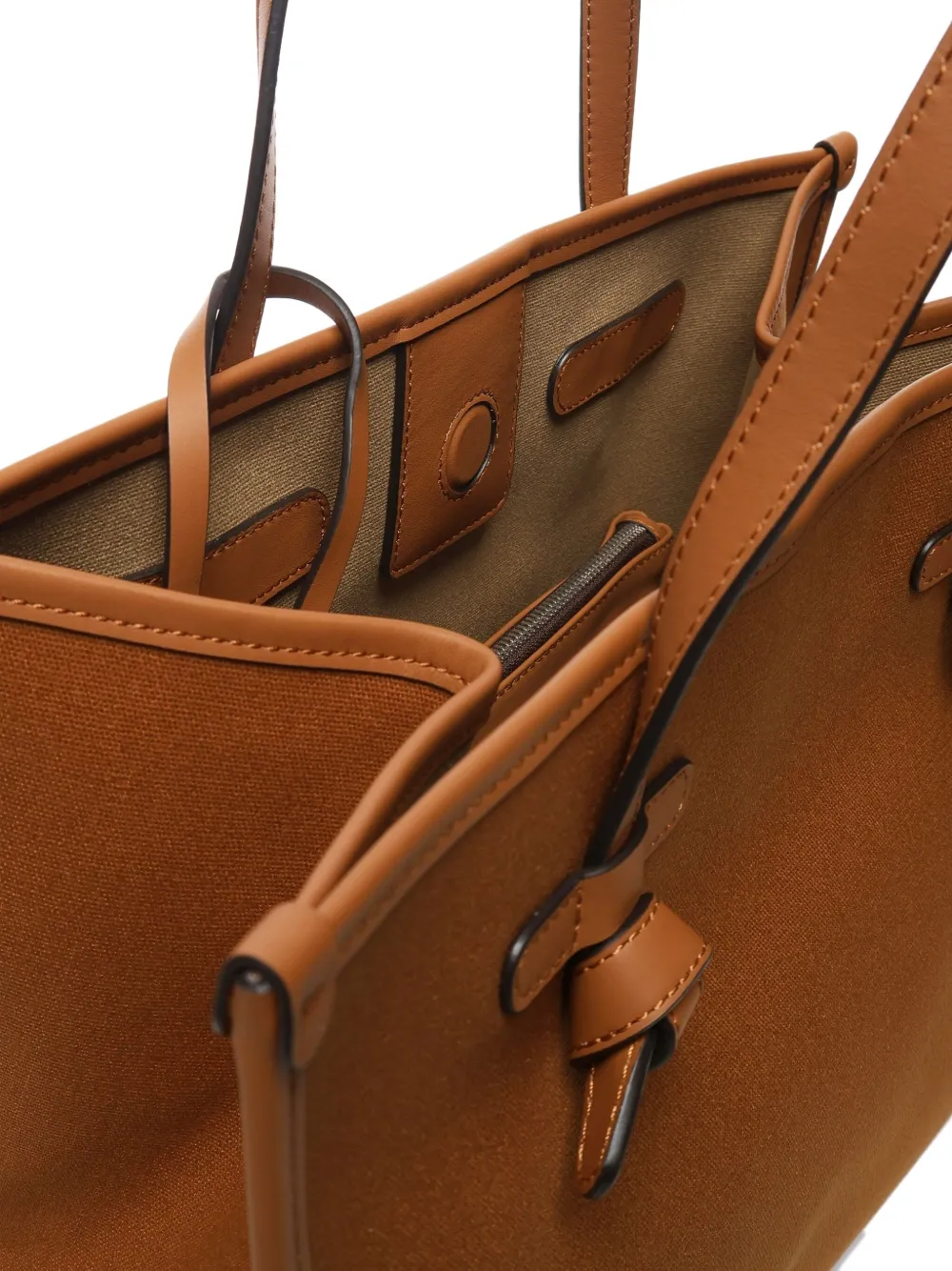 GIANNI CHIARINI Marcela leather-handle canvas tote bag Bruin