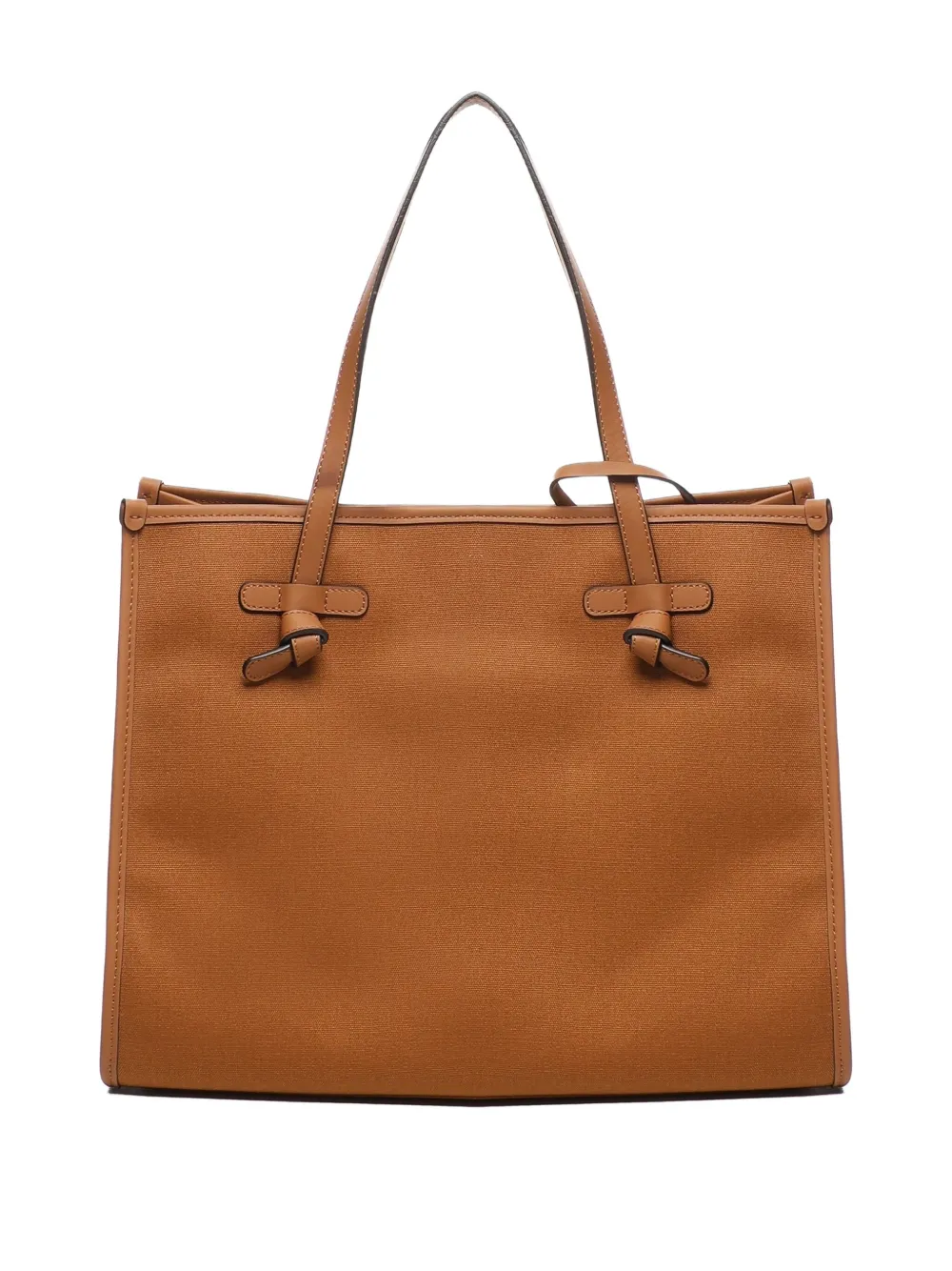 GIANNI CHIARINI Marcela leather-handle canvas tote bag Bruin