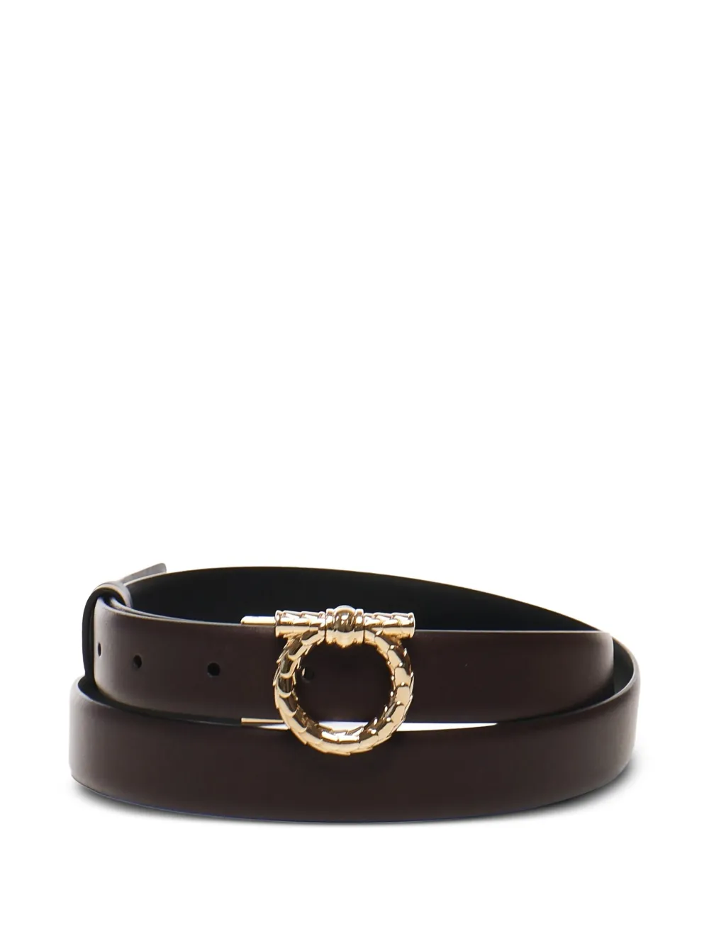 Ferragamo Leren riem met gancini-gesp Bruin