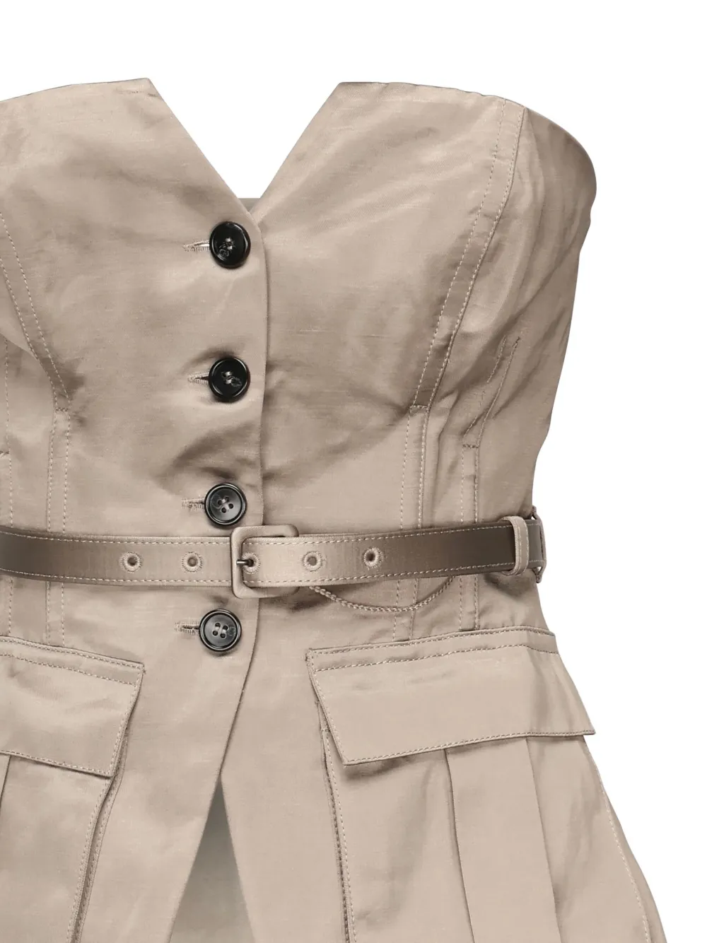 Self-Portrait button-fastening belted top - Bruin