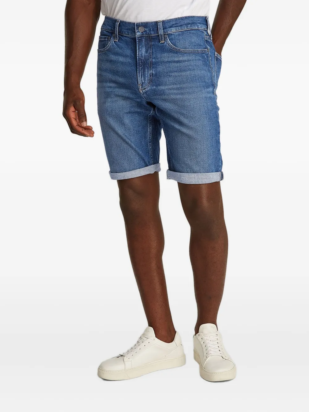 Calvin Klein Denim shorts met cuffs Blauw