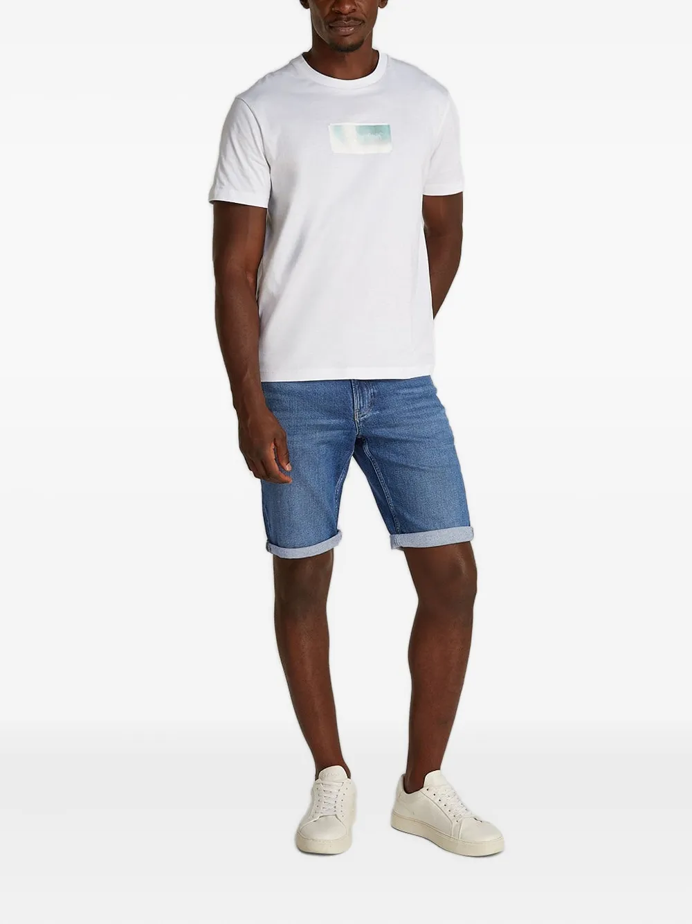Calvin Klein Denim shorts met cuffs Blauw