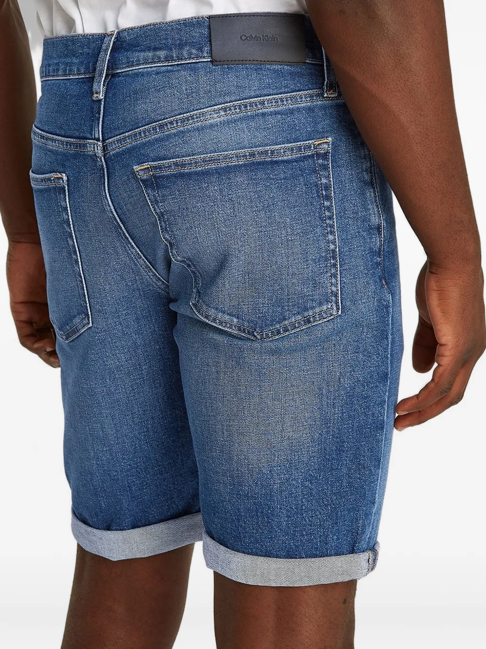 Calvin Klein Denim shorts met cuffs Blauw