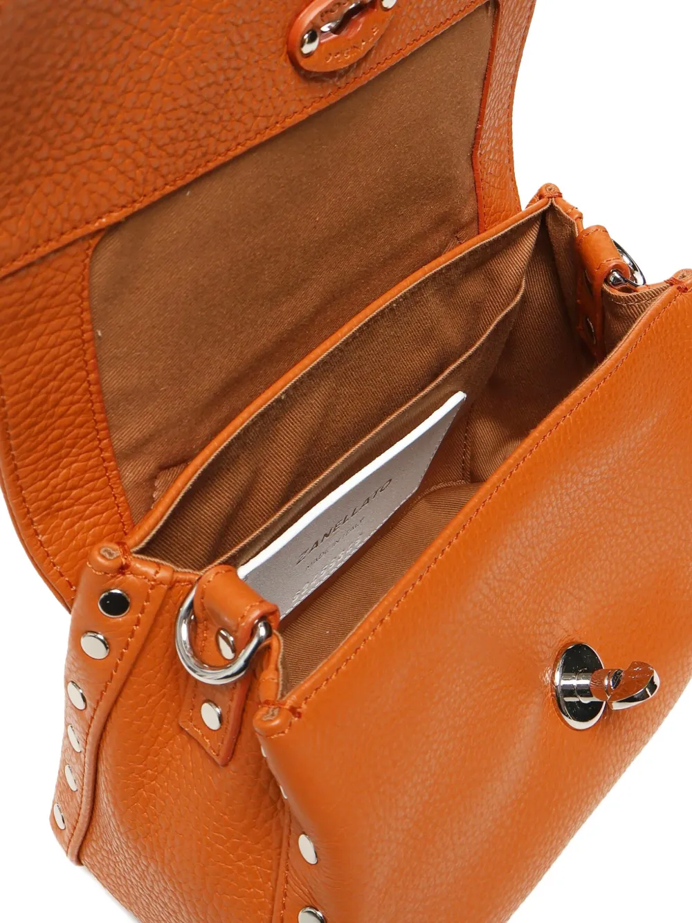 Zanellato Postina double-lock studded mini bag Bruin