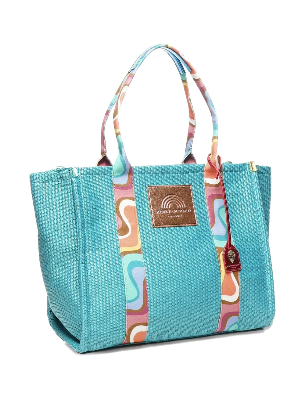 Kurt Geiger Embossed Logo Stripe Tote Bag In Blue