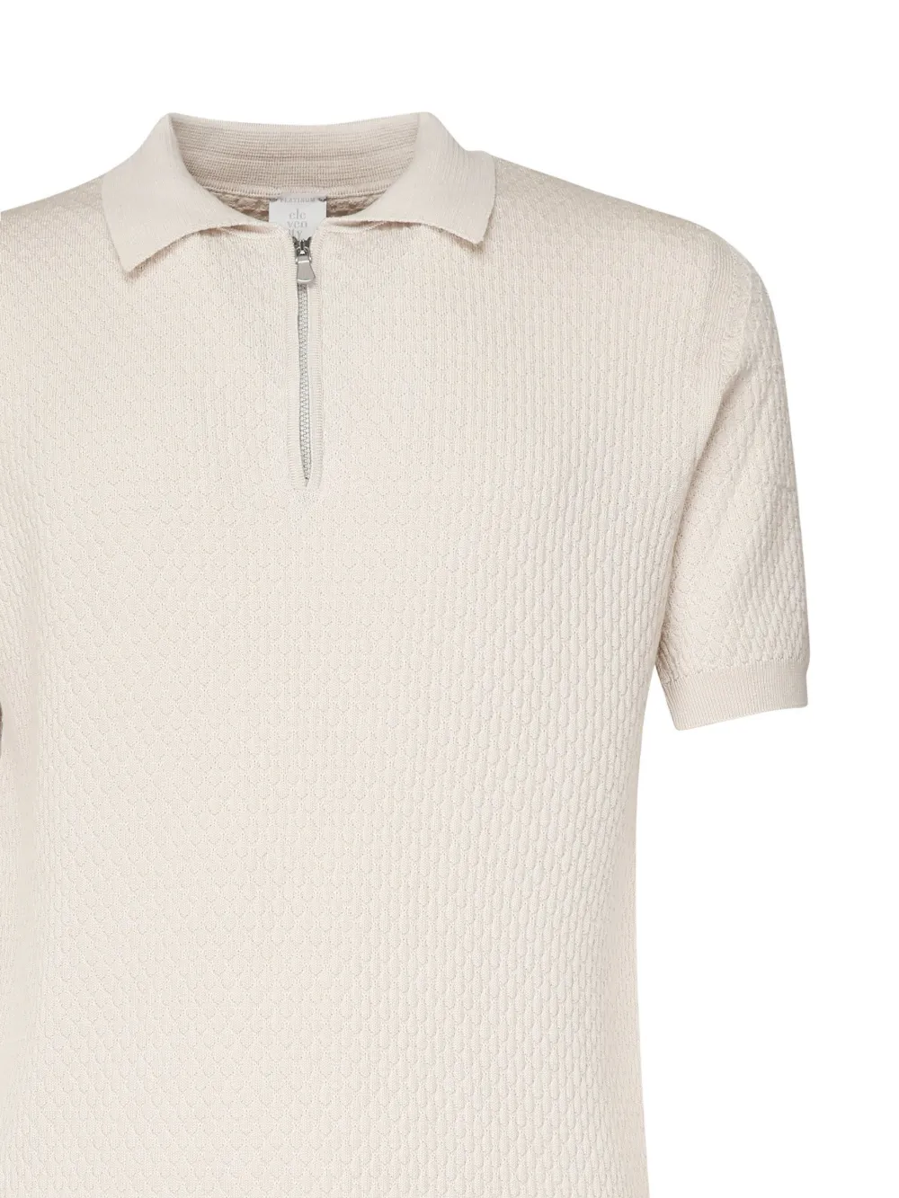 Eleventy textured zip-neck polo shirt Beige