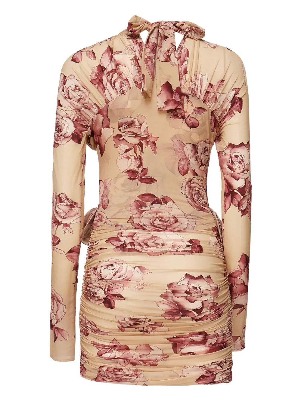 Magda Butrym rose-print corset mini dress Beige