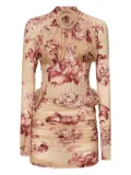 Magda Butrym rose-print corset mini dress - Neutrals