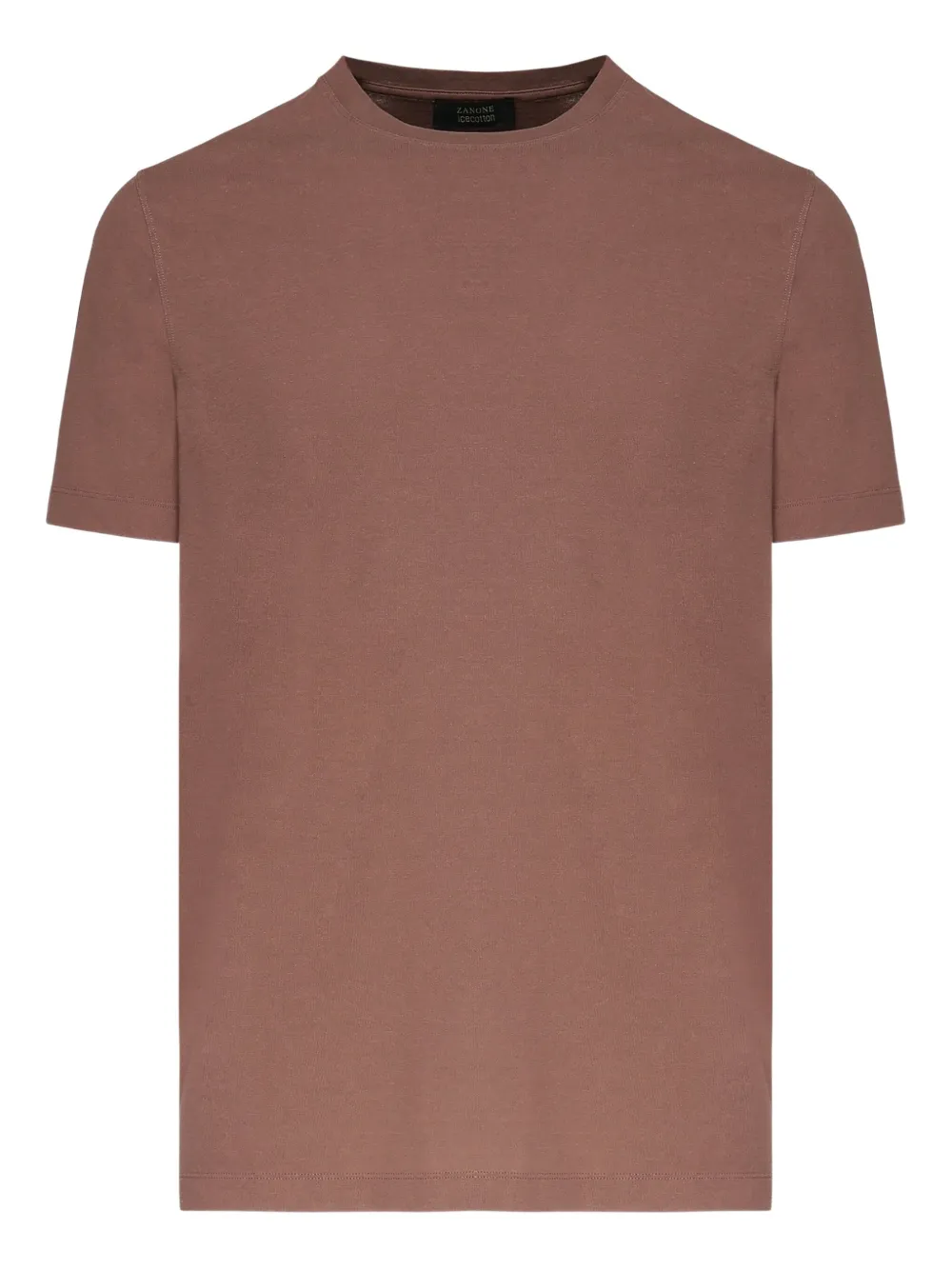 Zanone T-shirt met ronde hals en korte mouwen Bruin