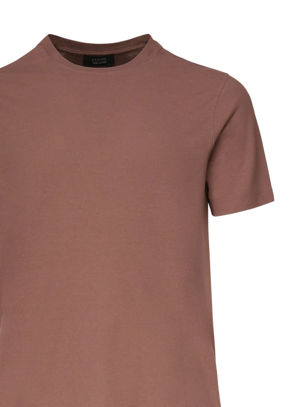 Zanone T-shirt met ronde hals en korte mouwen Bruin