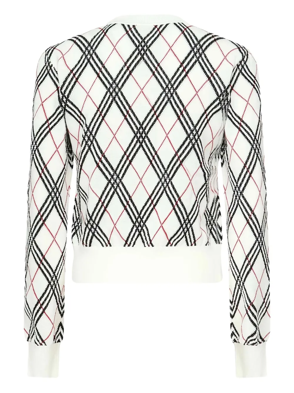 Burberry Trui met diamantpatroon en geribbelde afwerking Wit