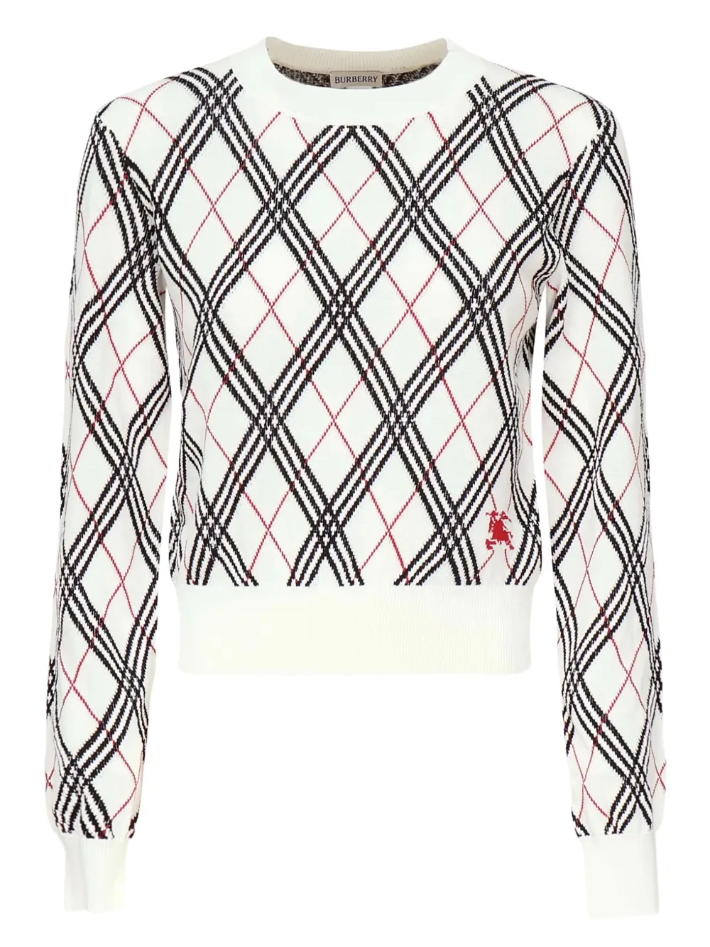 Burberry Trui met diamantpatroon en geribbelde afwerking Wit