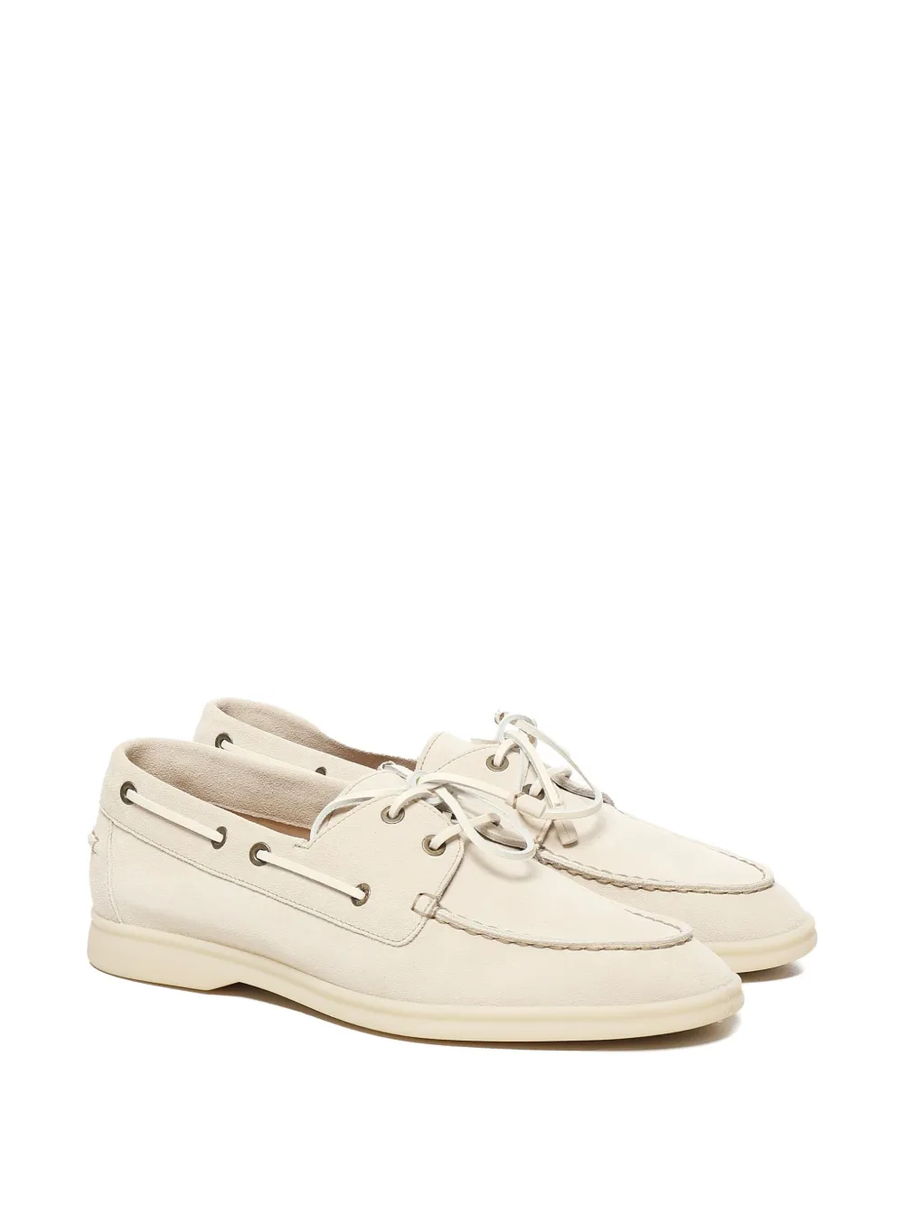 Loro Piana leather lace-up boat shoes Neutrals