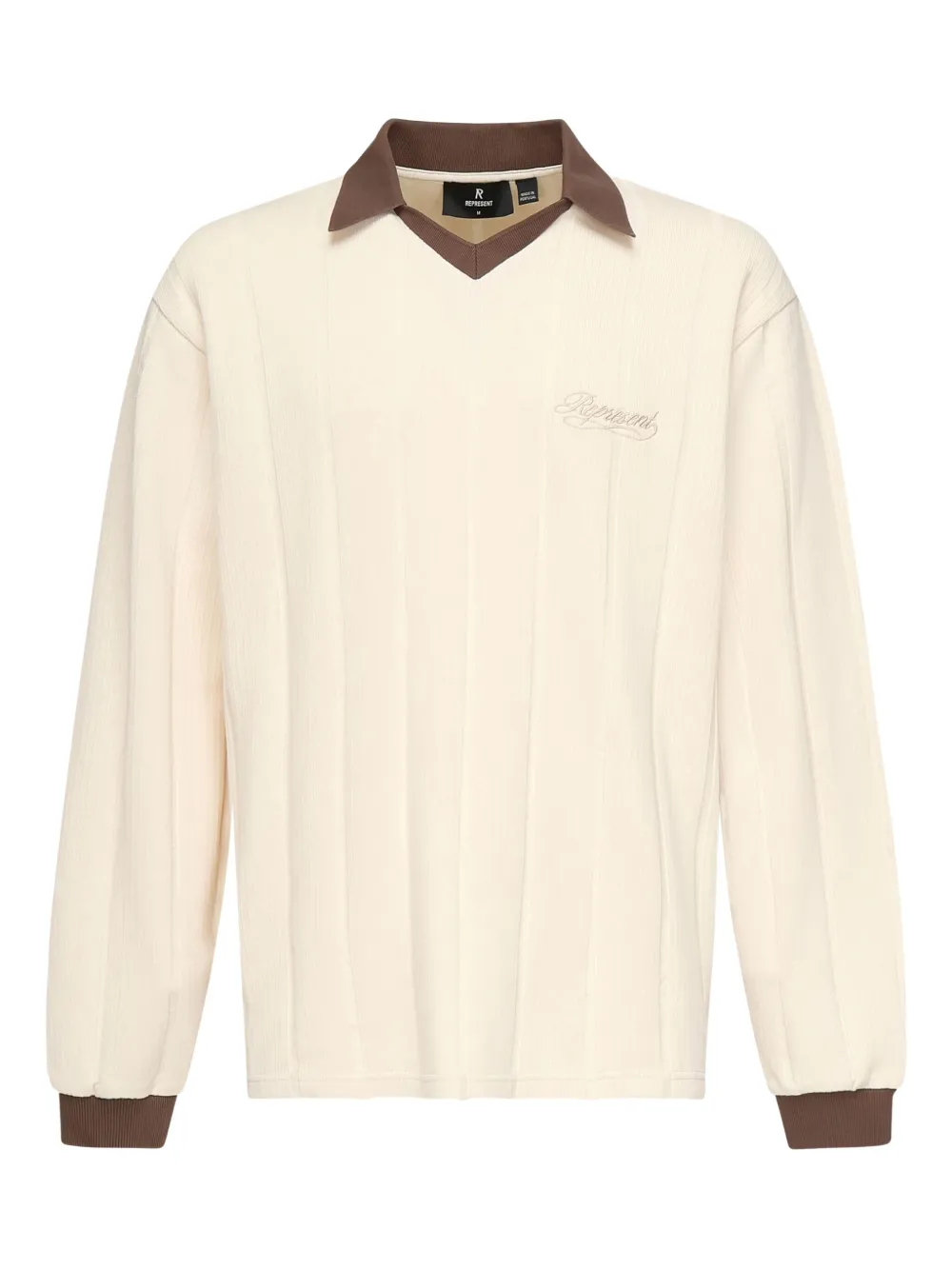 Represent Retro Football geribbelde sweater Beige