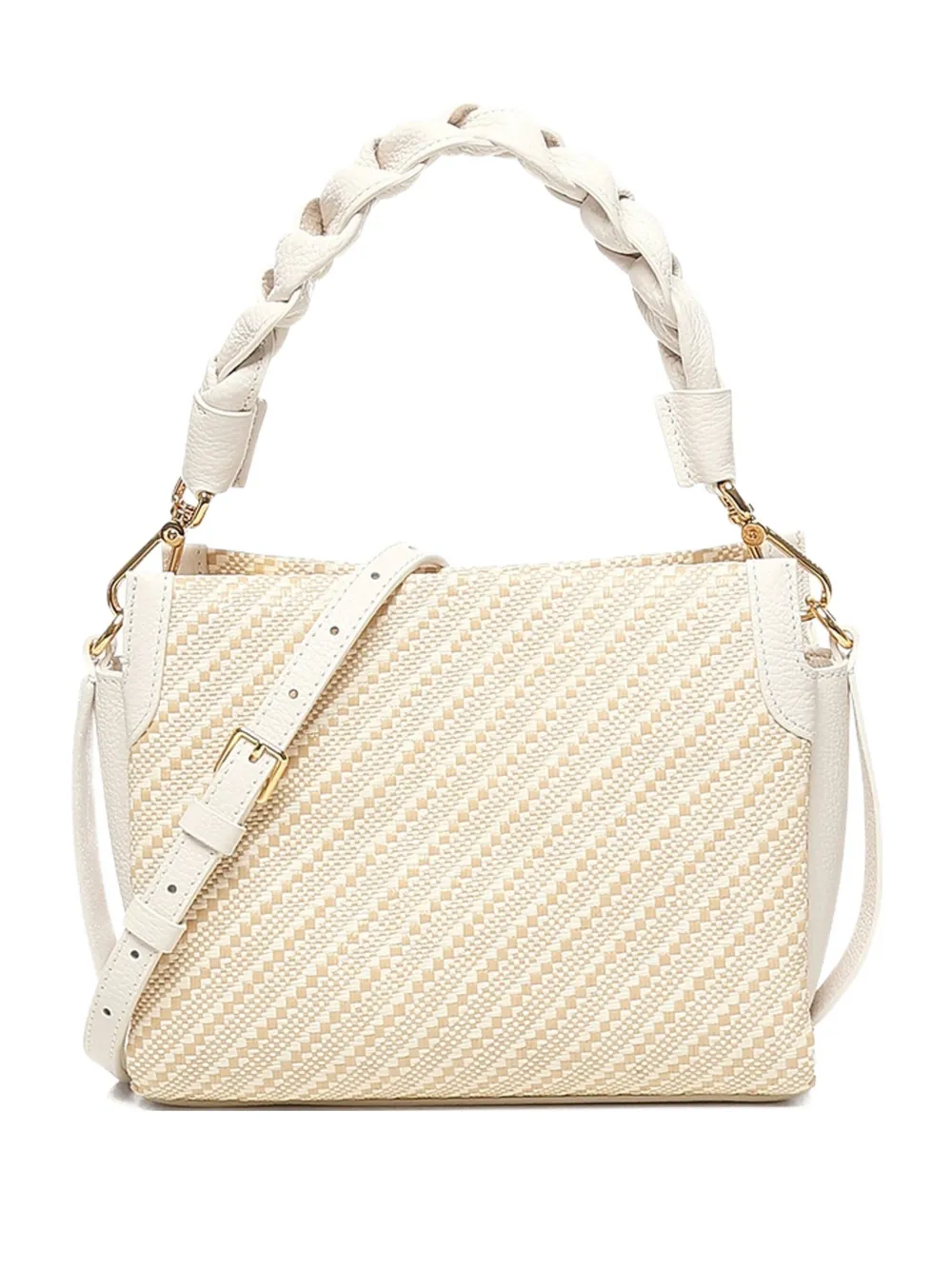 Coccinelle Kleine shopper met gevlochten handvat Beige