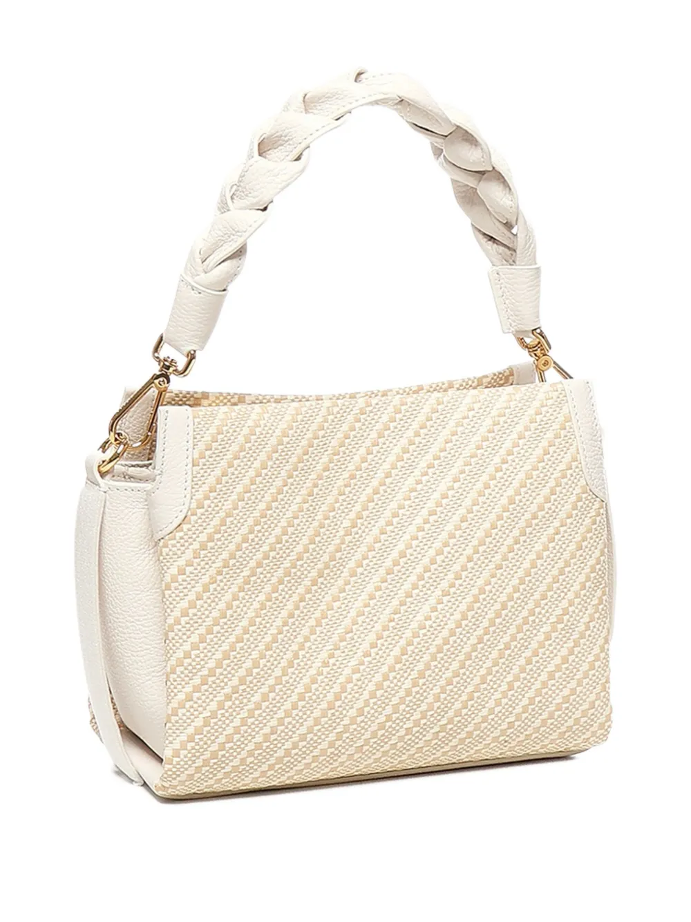 Coccinelle Kleine shopper met gevlochten handvat Beige