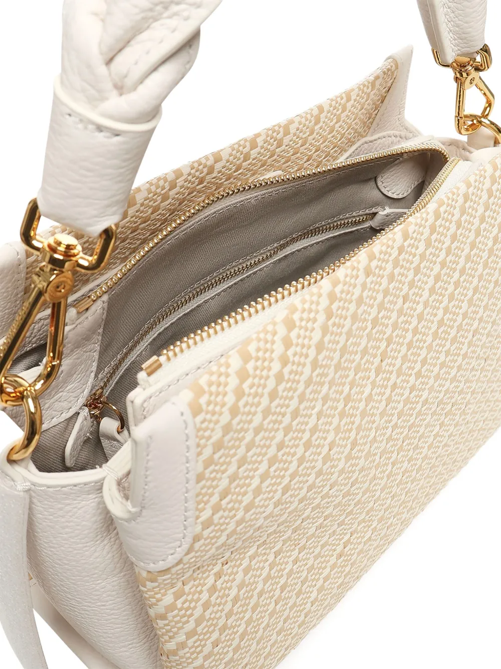 Coccinelle Kleine shopper met gevlochten handvat Beige