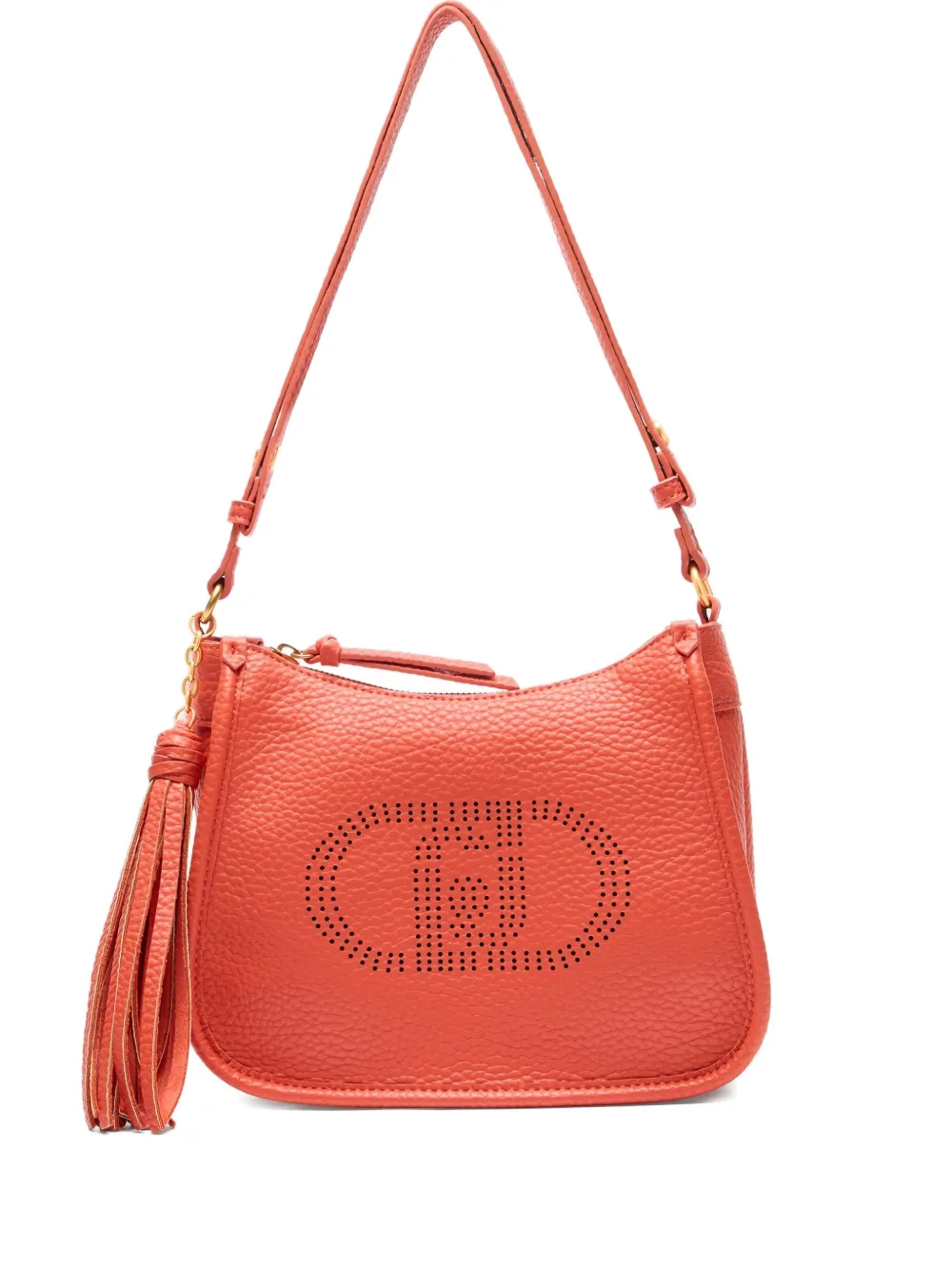 Liu •jo Logo-cut Tassel Shoulder Bag In Orange