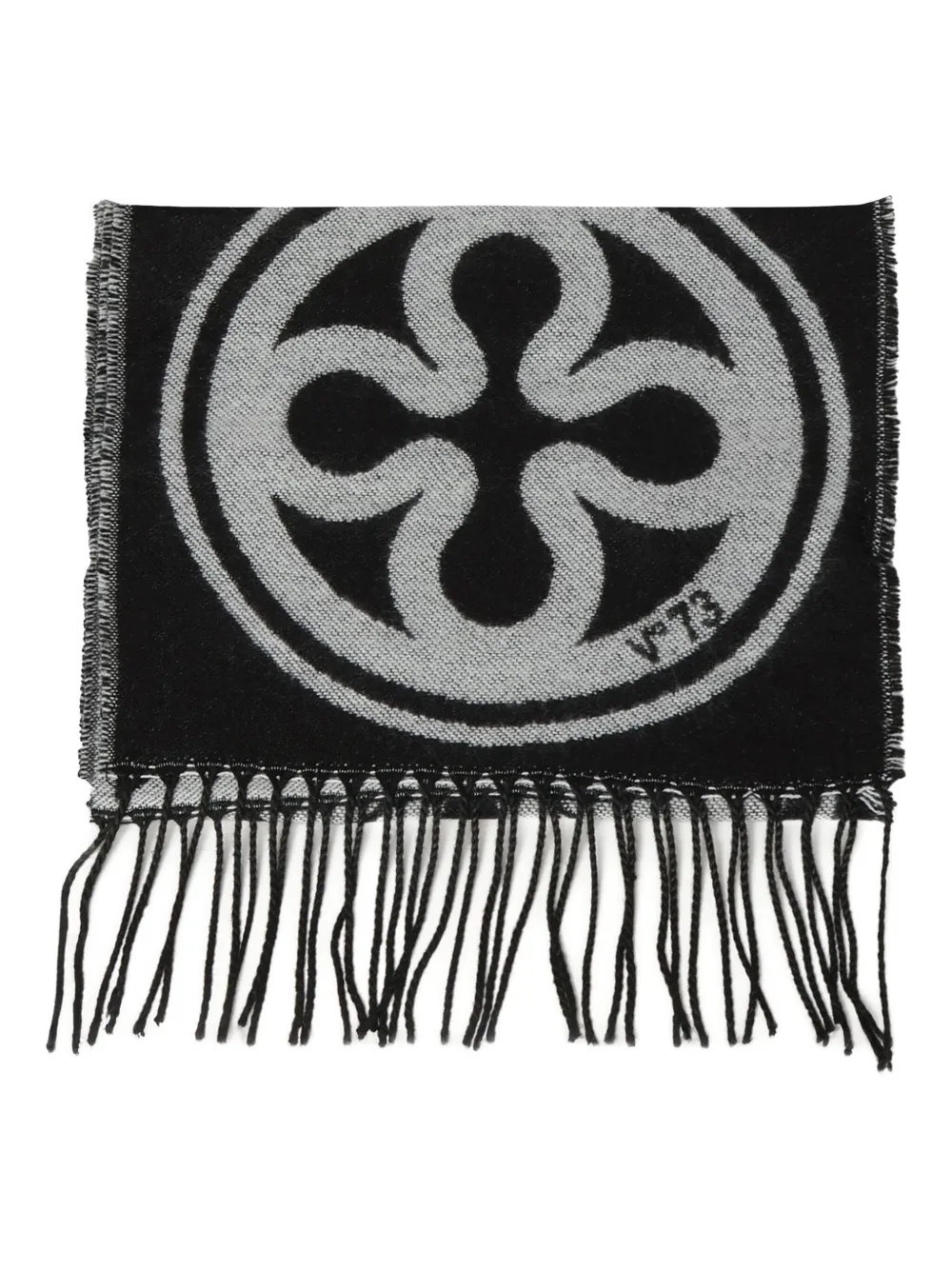 logo-jacquard fringe-edge scarf
