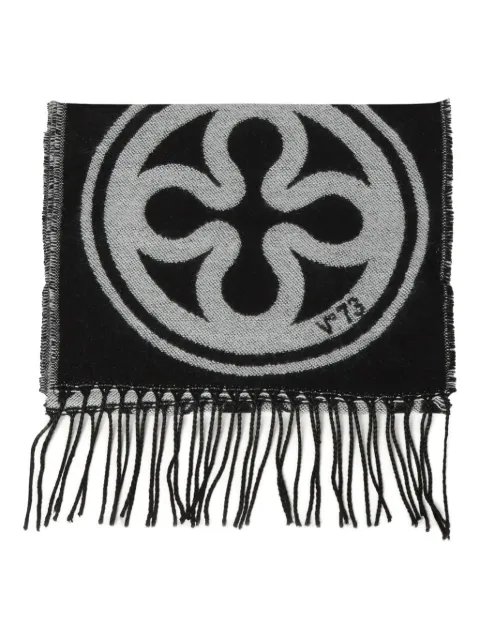 V°73 logo-jacquard fringe-edge scarf
