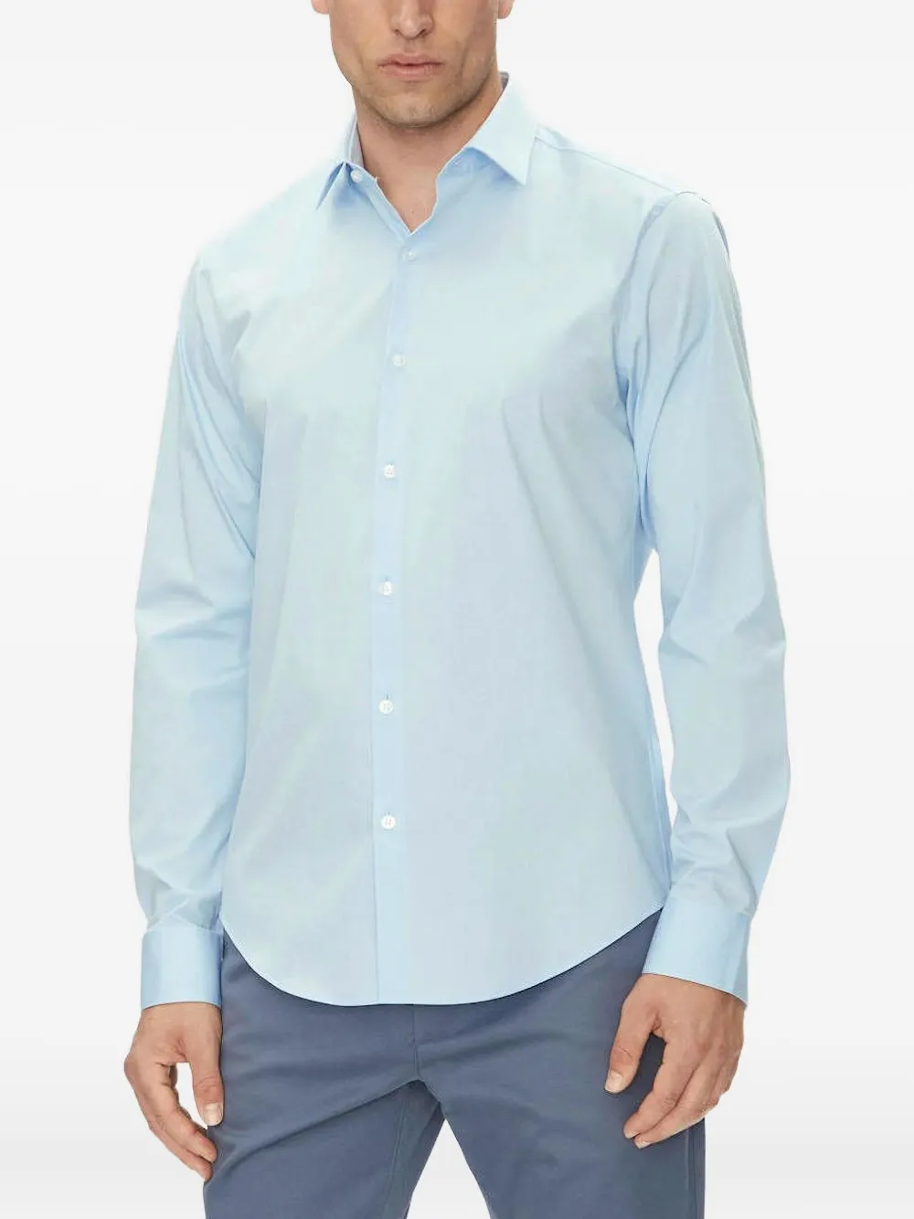 Calvin Klein Long-sleeve Button-down Shirt In Blue