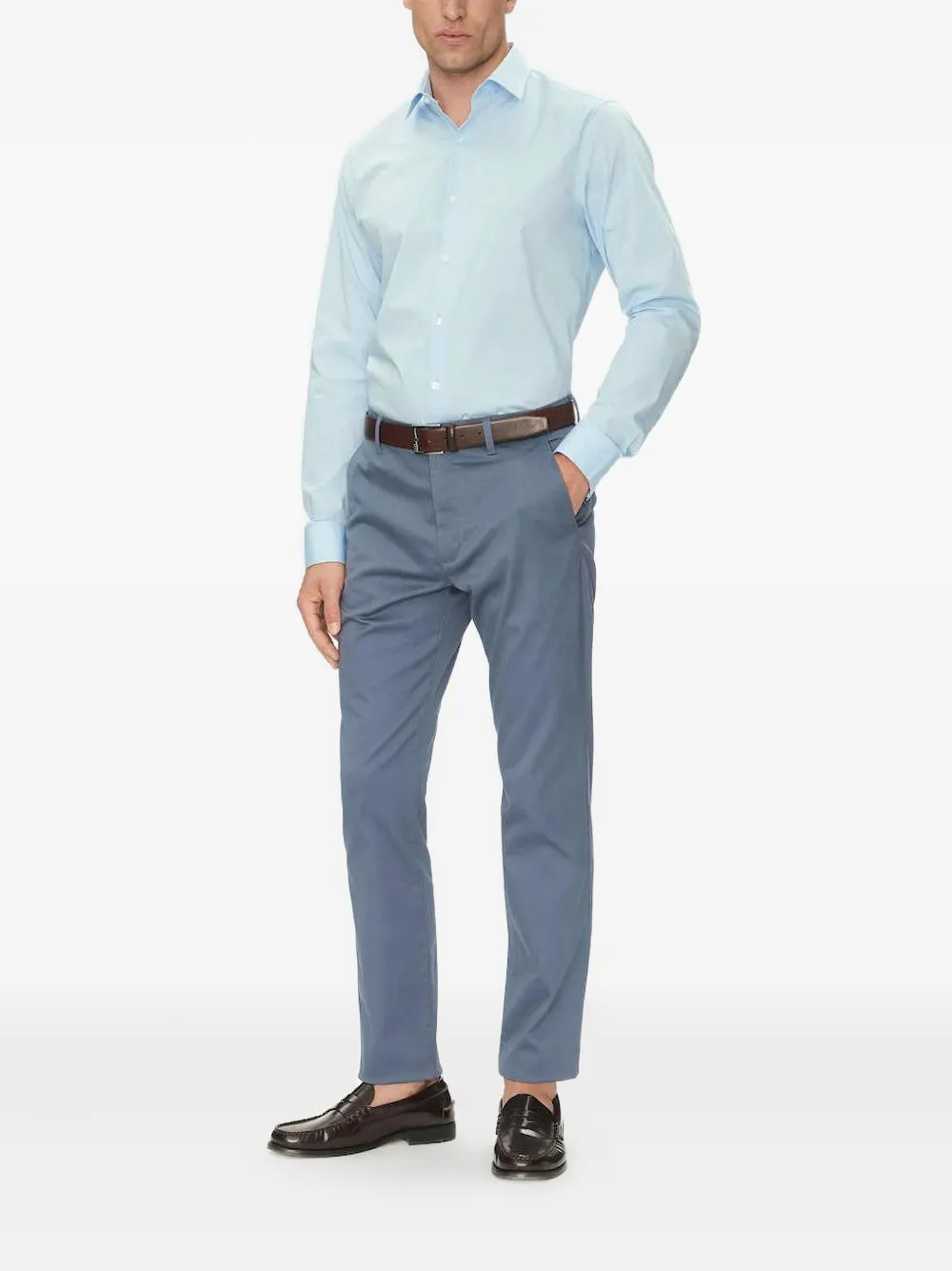 Calvin Klein Long-sleeve Button-down Shirt In Blue