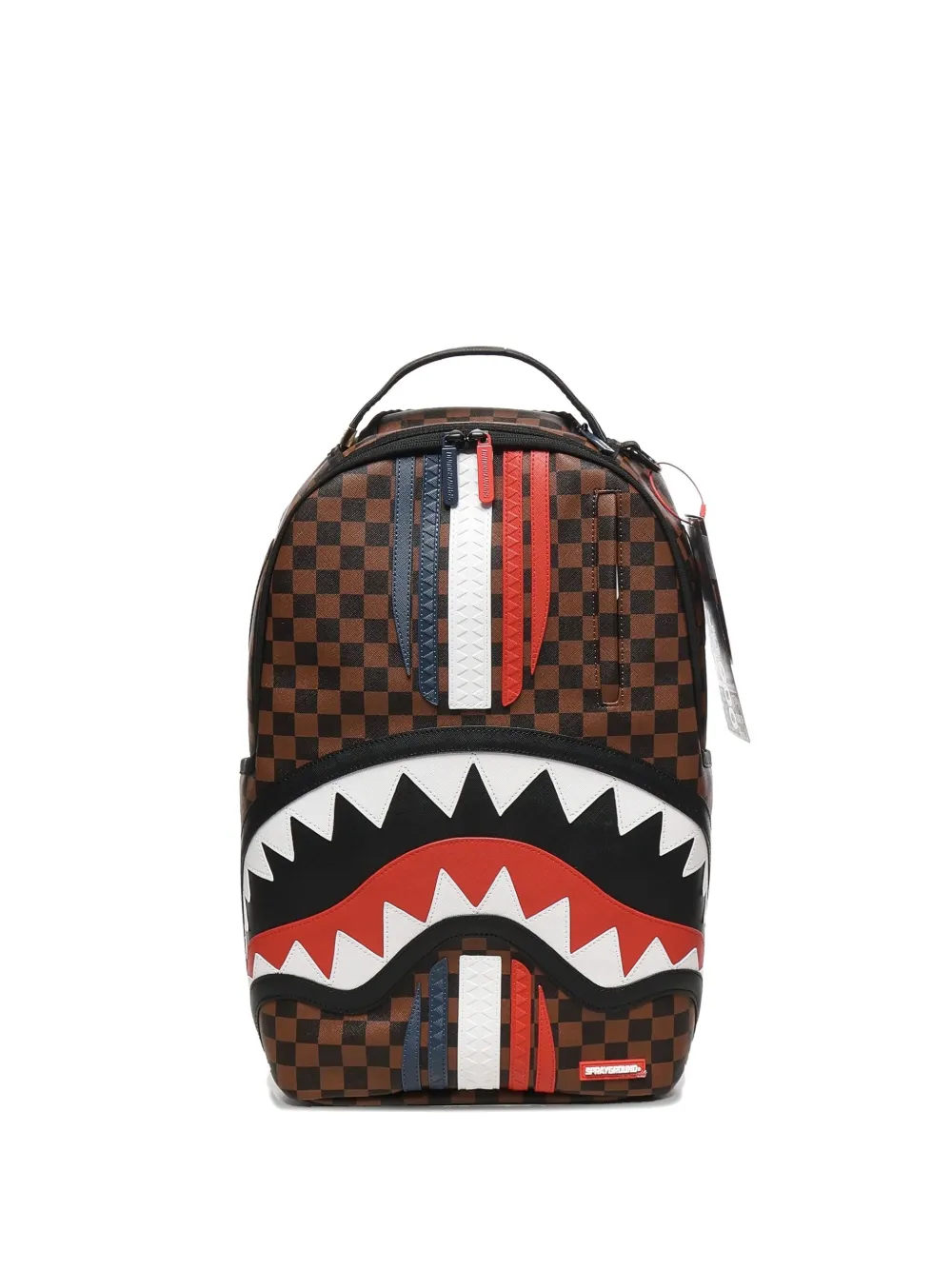 Sprayground Machine Française check-pattern shark backpack | Brown | Image 1