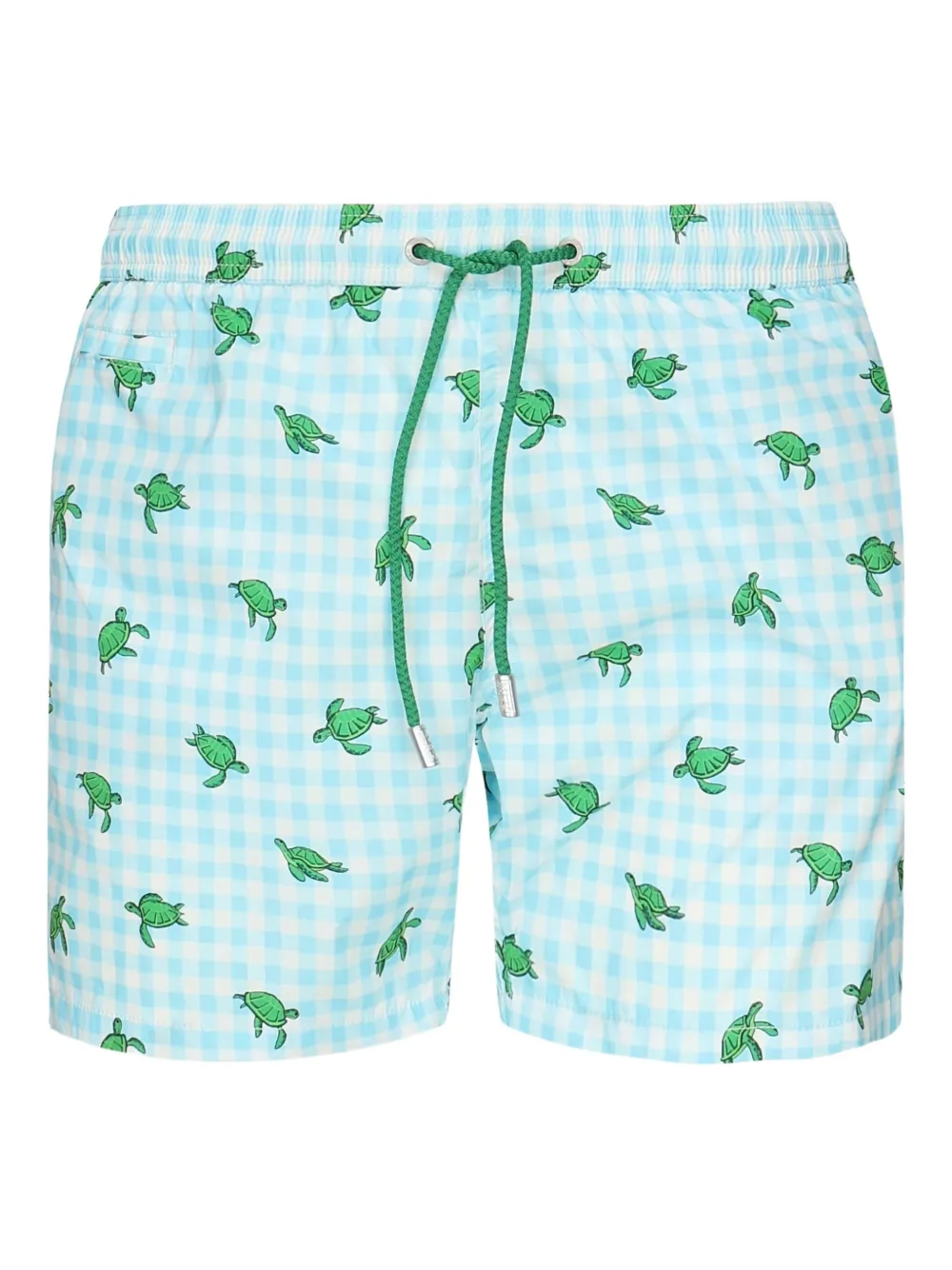 MC2 Saint Barth turtle-print gingham swim shorts Blauw