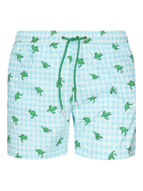 MC2 Saint Barth turtle-print gingham swim shorts