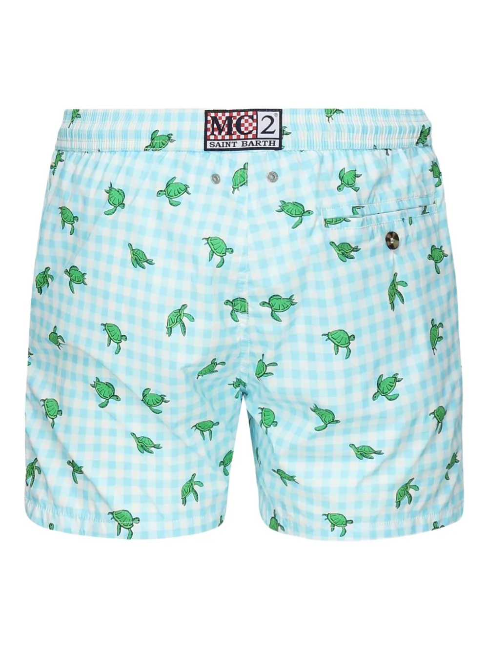 MC2 Saint Barth Zwembroek met schildpadprint en gingham ruit Blauw