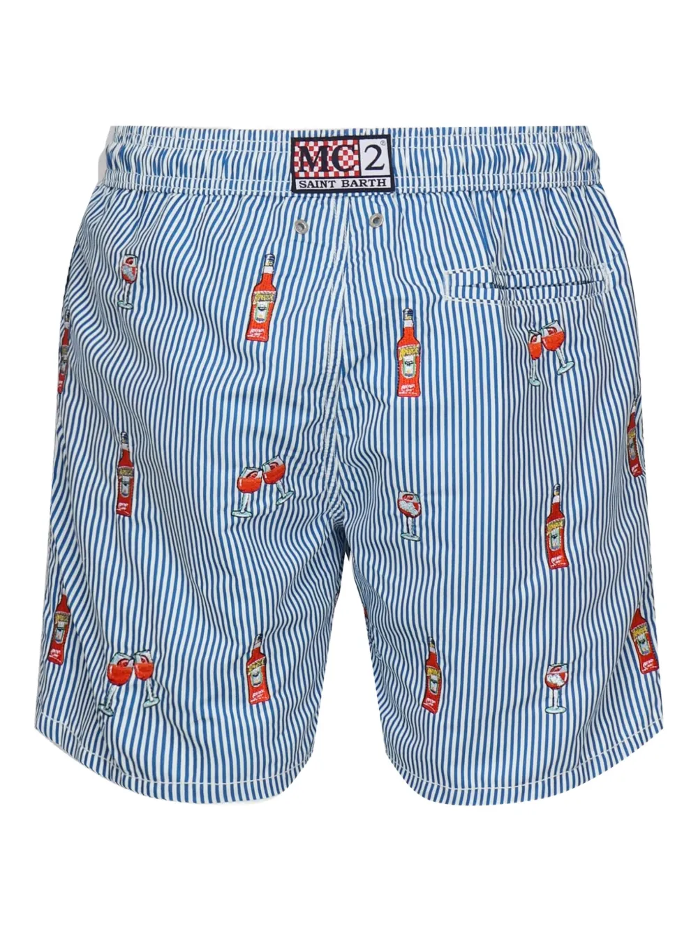 MC2 Saint Barth striped bottle-print swim shorts Blauw