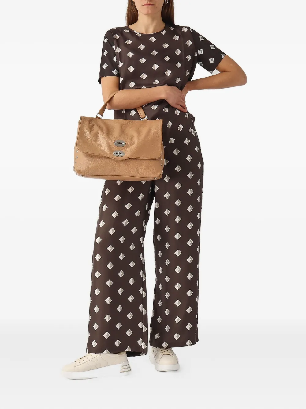 Zanellato Postina studded leather tote bag - Beige