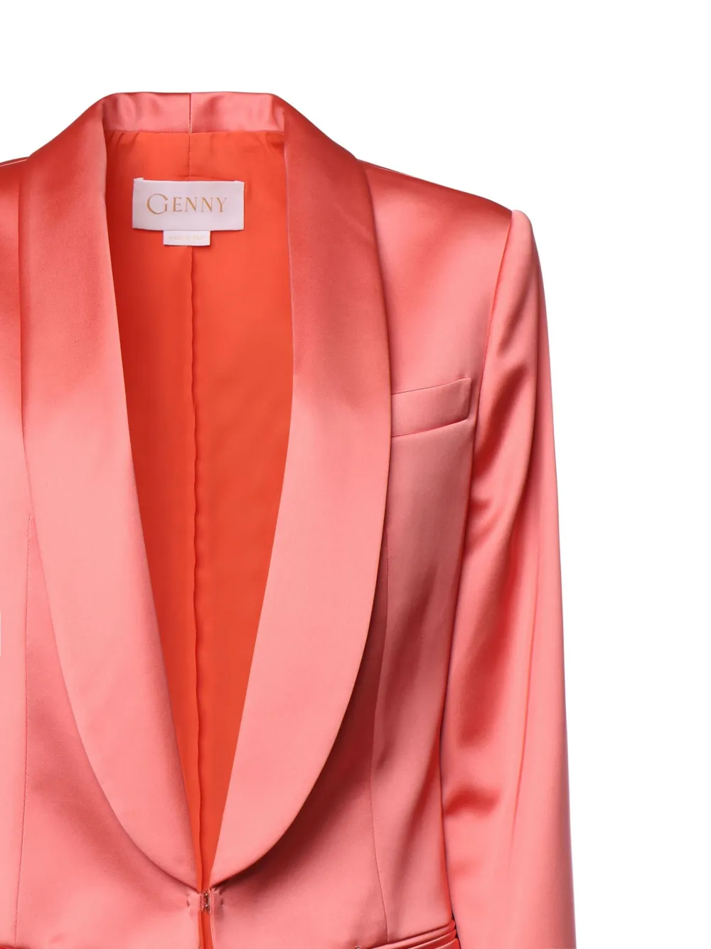 Genny shawl-collar satin blazer Roze