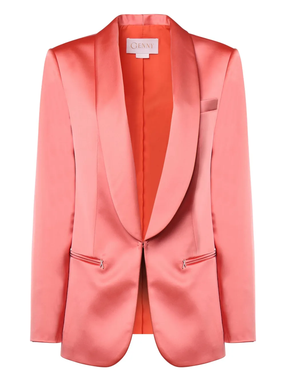 Genny shawl-collar satin blazer Roze