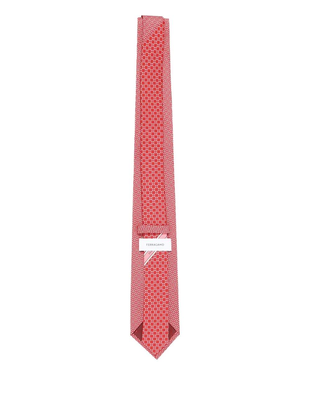 Ferragamo geometric-pattern silk tie Roze