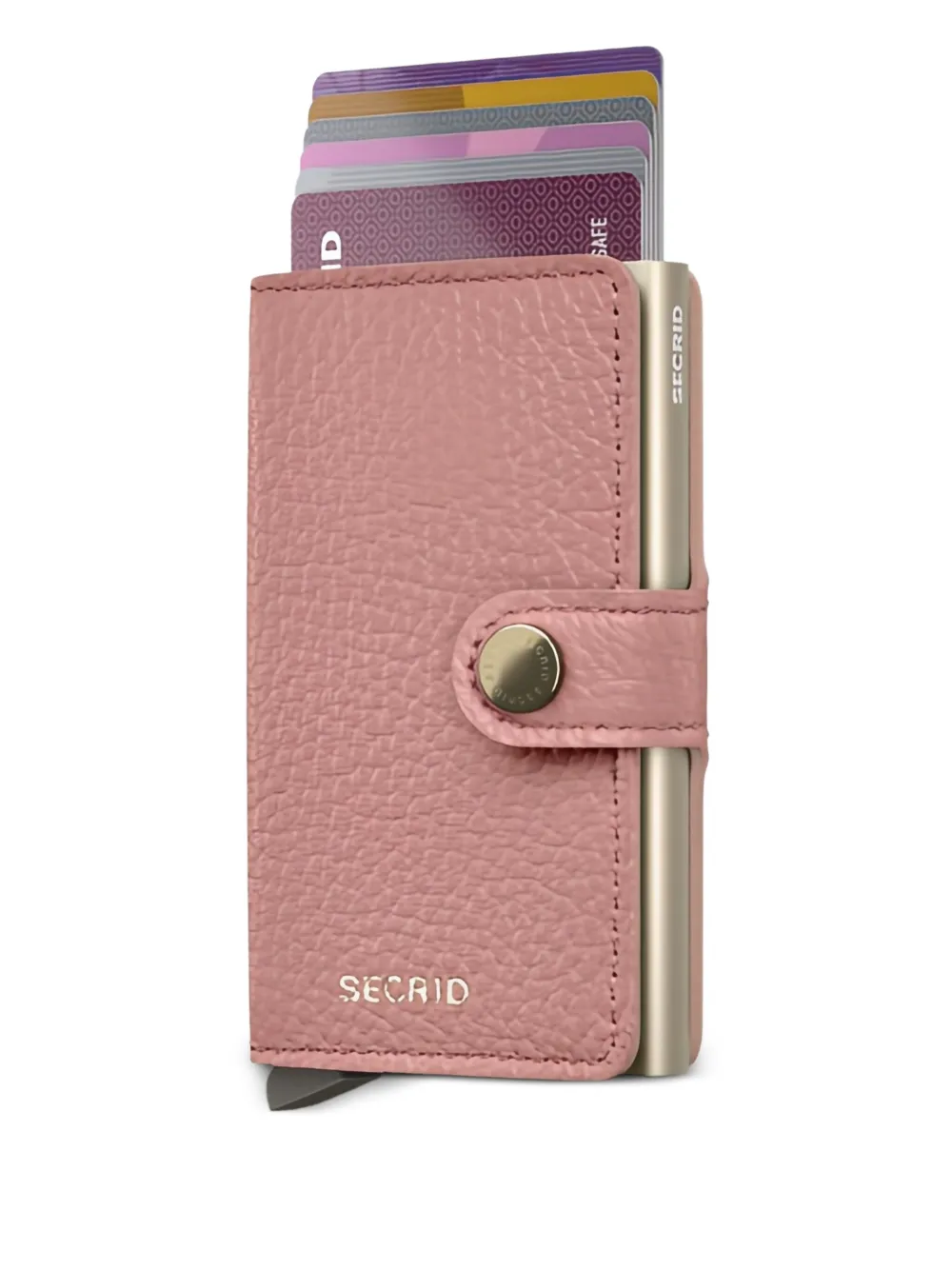 Secrid Leather Button Cardholder In Pink