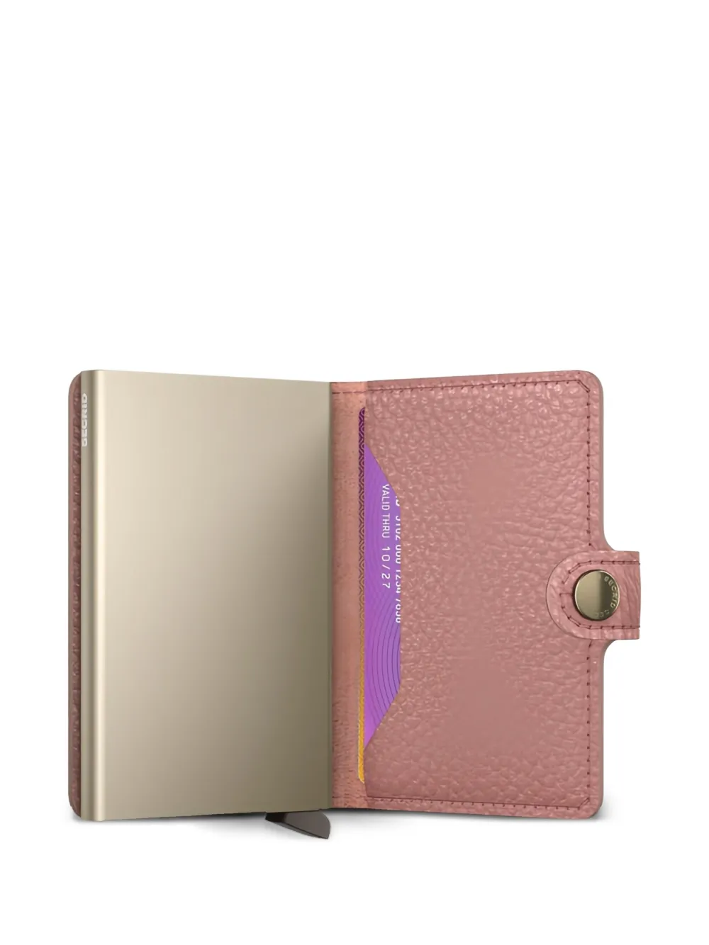 Secrid Leather Button Cardholder In Pink