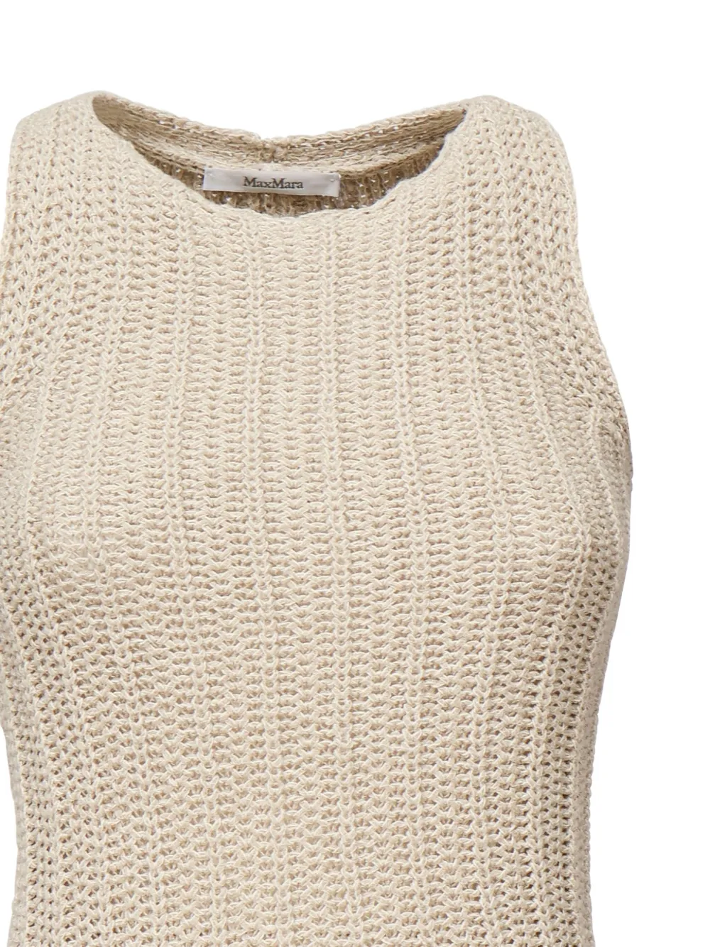 Max Mara Mouwloze maxi-jurk Beige