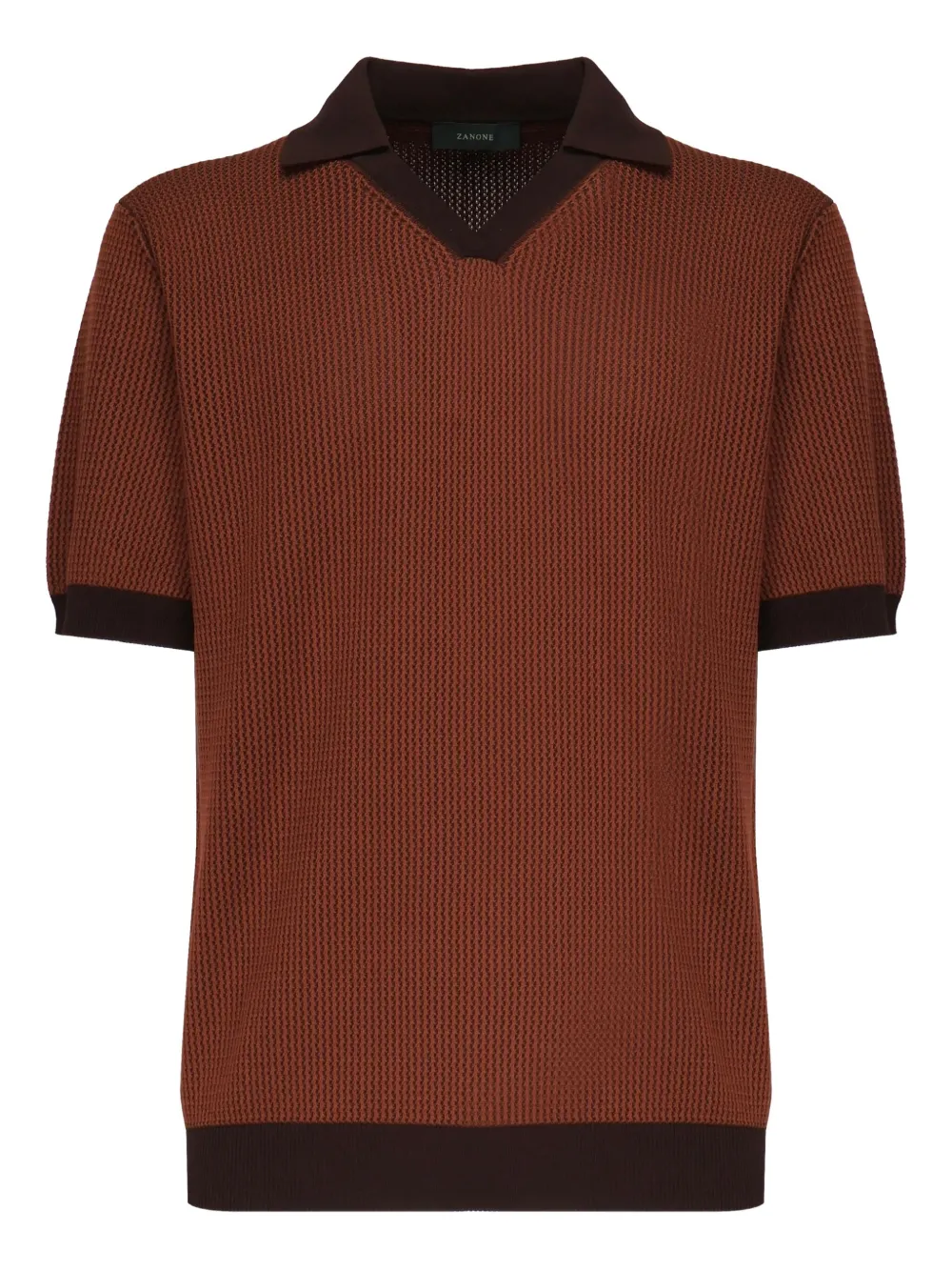 Zanone Poloshirt met wafelpatroon Bruin