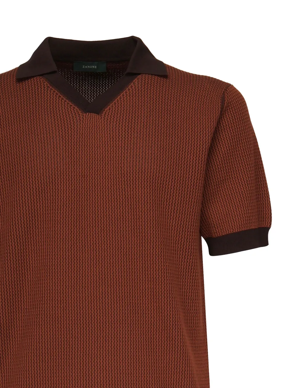 Zanone Poloshirt met wafelpatroon Bruin