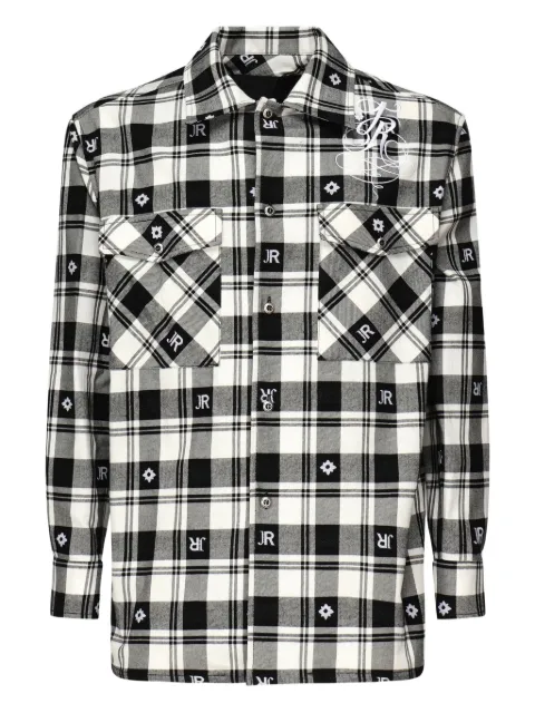 John Richmond logo-embroidered plaid shirt