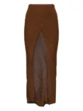 Charo Ruiz Ibiza Eris ribbed side-slit skirt - Brown