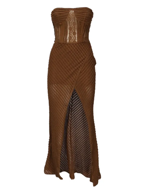Charo Ruiz Ibiza Fae Mesh Midi Dress - Brown
