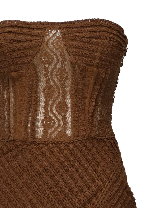 brown mesh midi dress Brown square rhinestone mesh midi dress SELF PORTRAIT Marrone