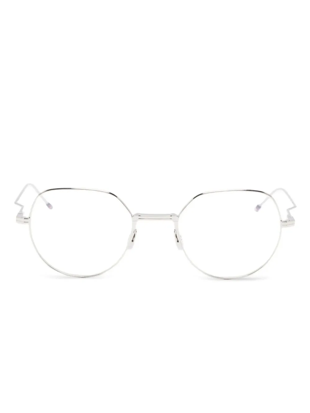 Thom Browne Eyewear ラウンド眼鏡フレーム - シルバートーン Thom Browne Eyewear ラウンド眼鏡フレーム - シルバートーン
