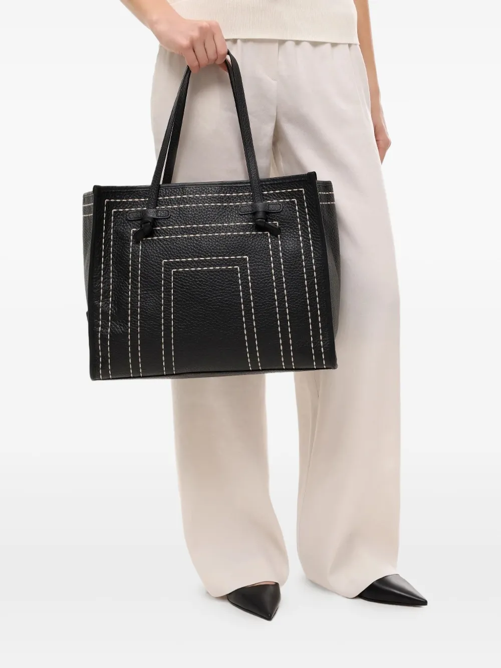 GIANNI CHIARINI Marcella leather tote bag - Zwart