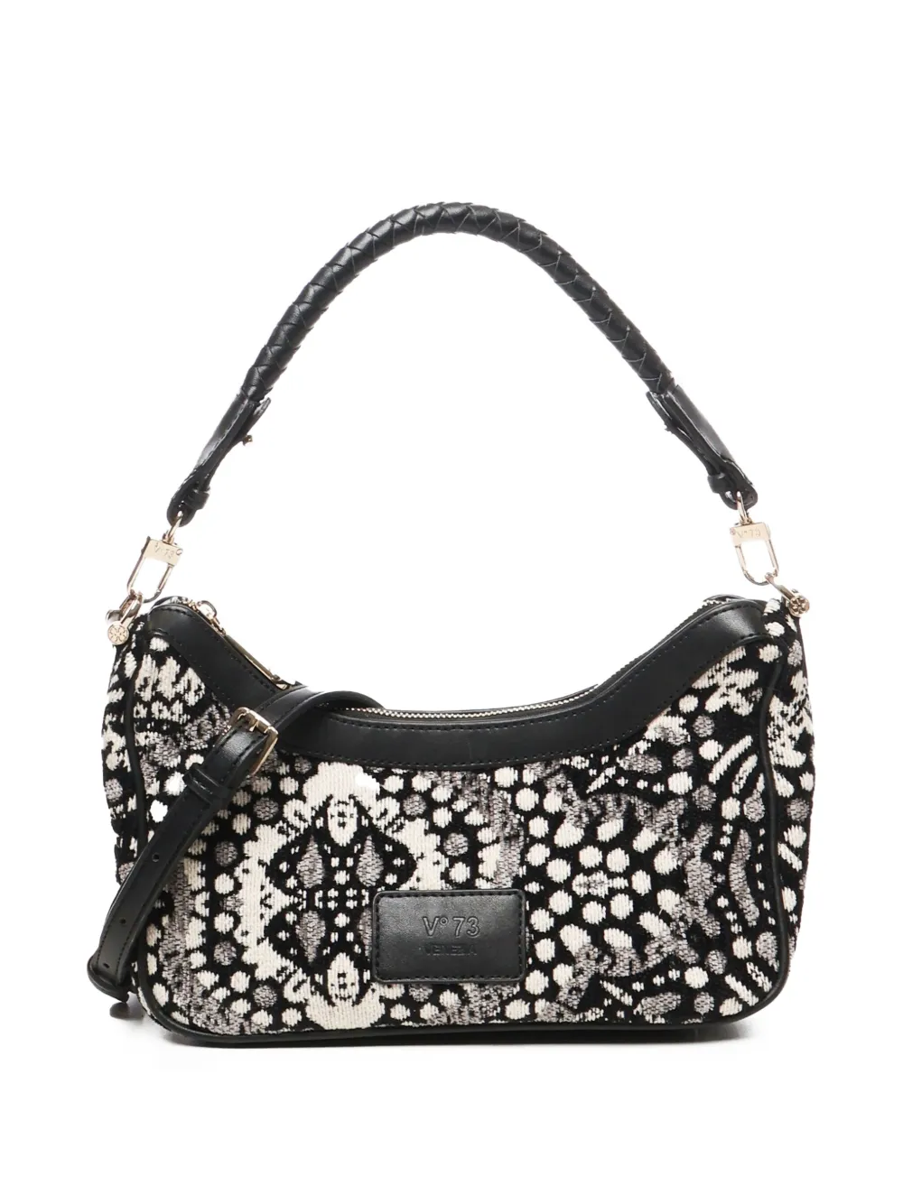 V°73 braided-handle patterned bag | Black | Image 1